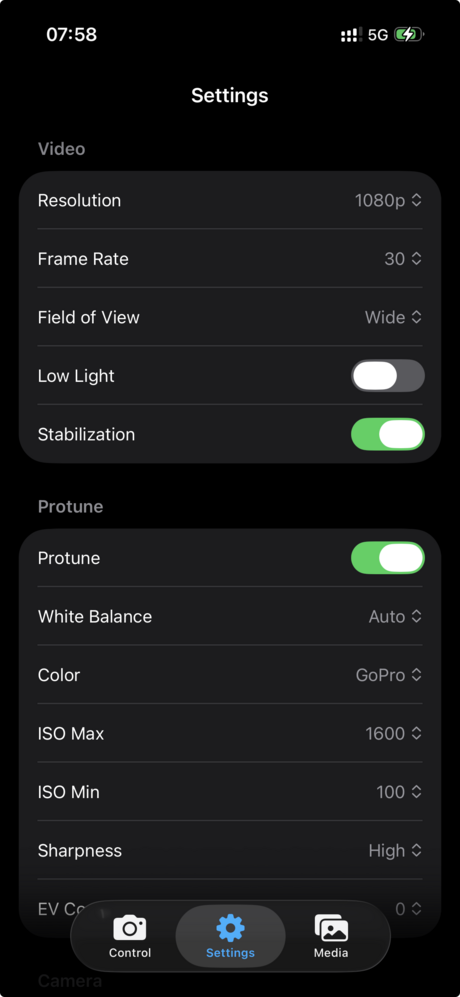 GoPro Remote Settings